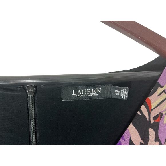 Lauren Ralph Lauren Womens Dress Black Label Surplice Fit Flare 16 Purple Floral - Picture 6 of 10